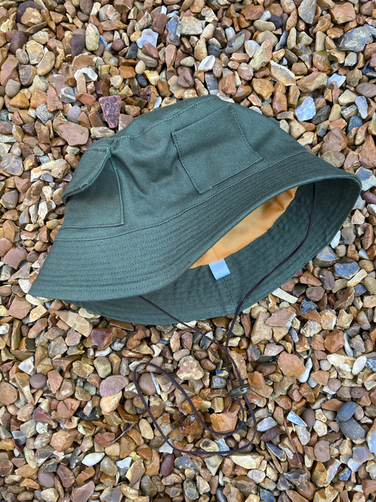 Olive Brushed Cotton Utility Stash Bucket Hat